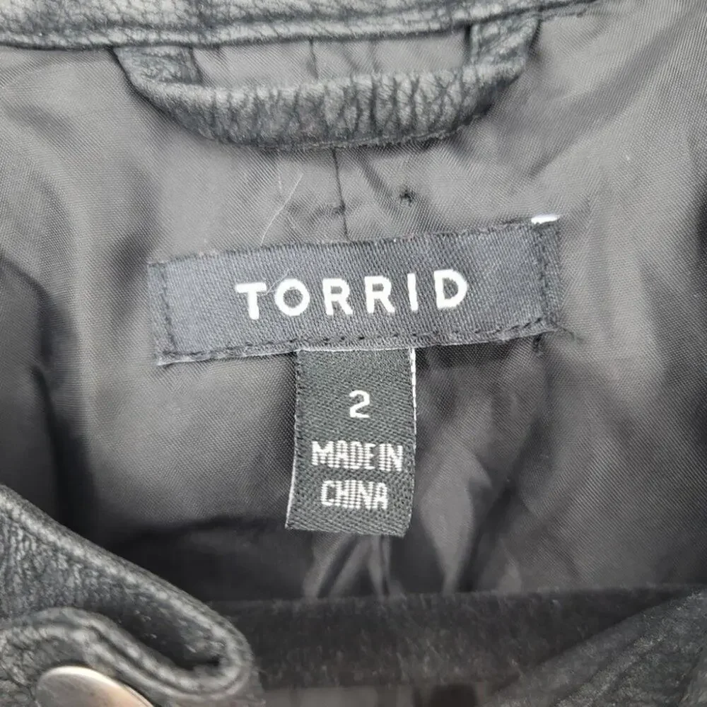 Torrid Faux Leather Full Zip Snap Button Neck Long Sleeve Moto Jacket Size 2X